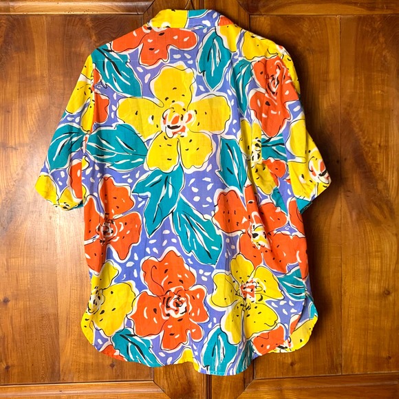 Vintage 90s Laura and Jayne Aloha Floral Short Sleeved Button Up Shirt - M - Picture 4 of 8
